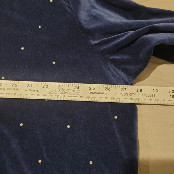 Quacker Factory Women's 2X Blue Velour Zip front jacket w/rhinestone trim - Picture 6 of 10